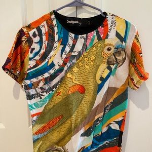 Desigual long sleeve parrot print shirt large